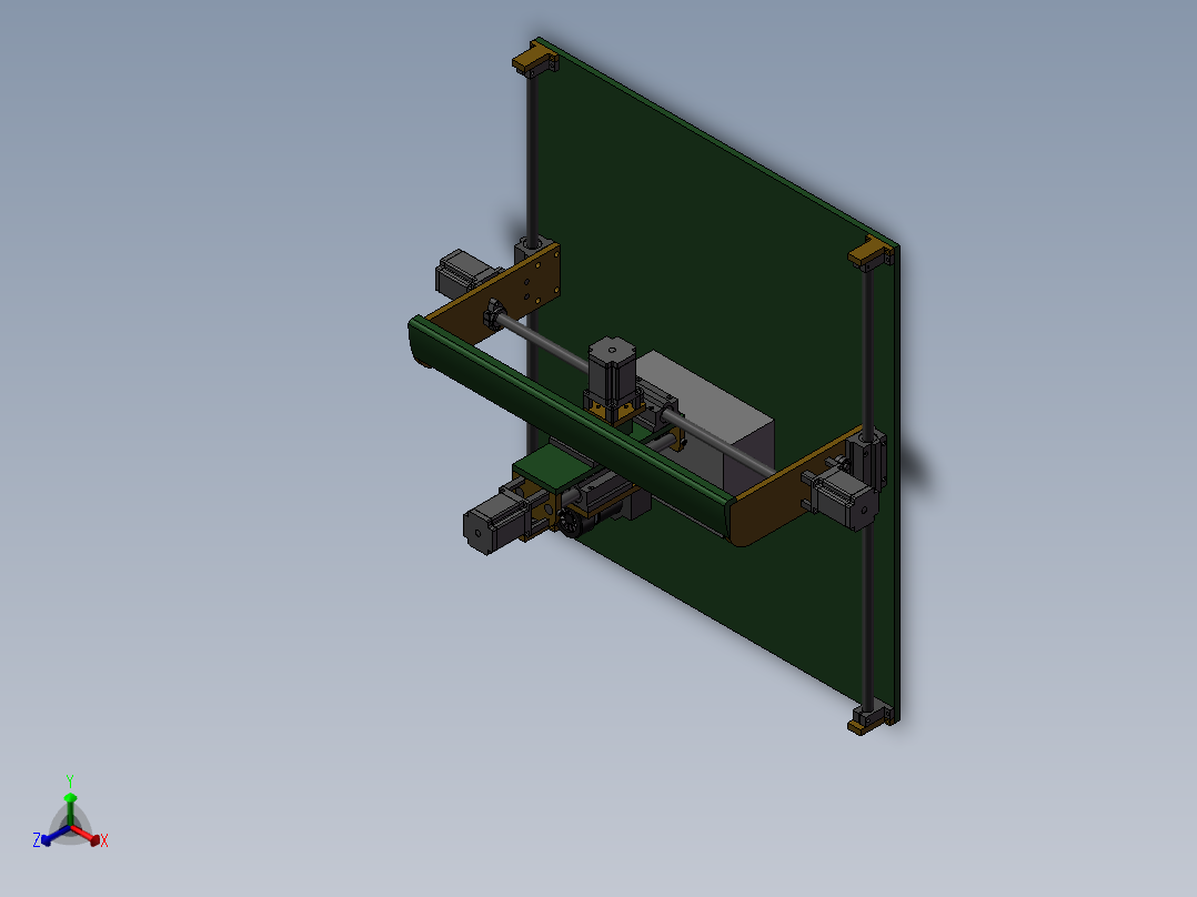 3轴高度100mm雕刻机正等轴测图