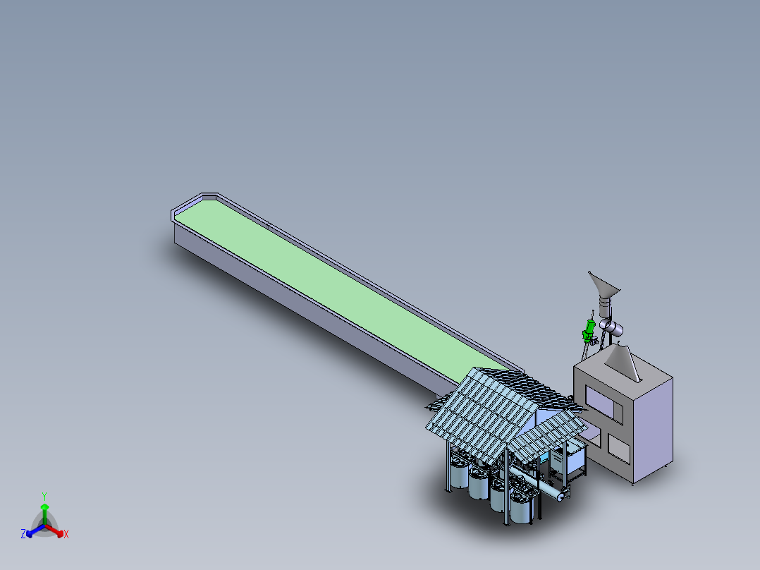 电石厂净化灰处理产线step正等轴测图