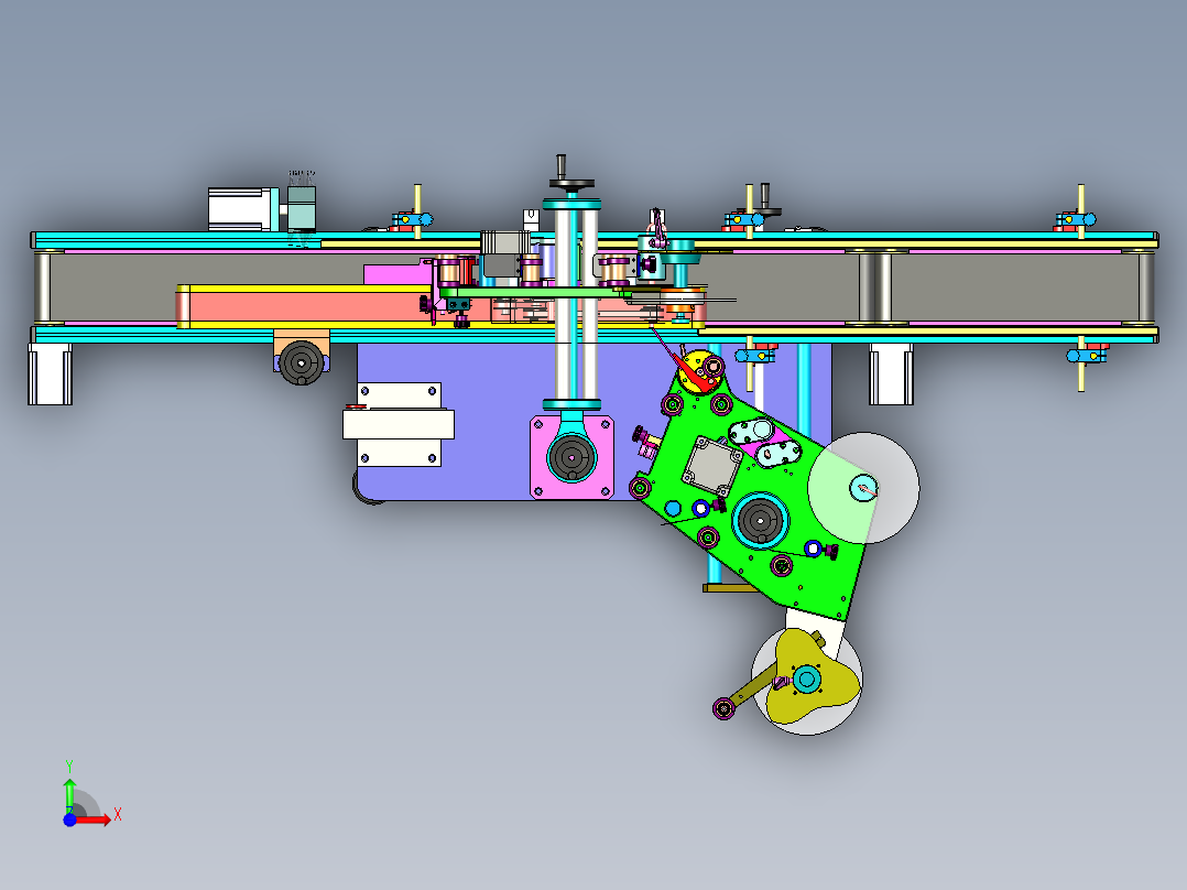 纸盒90度直角双面贴标机前视图