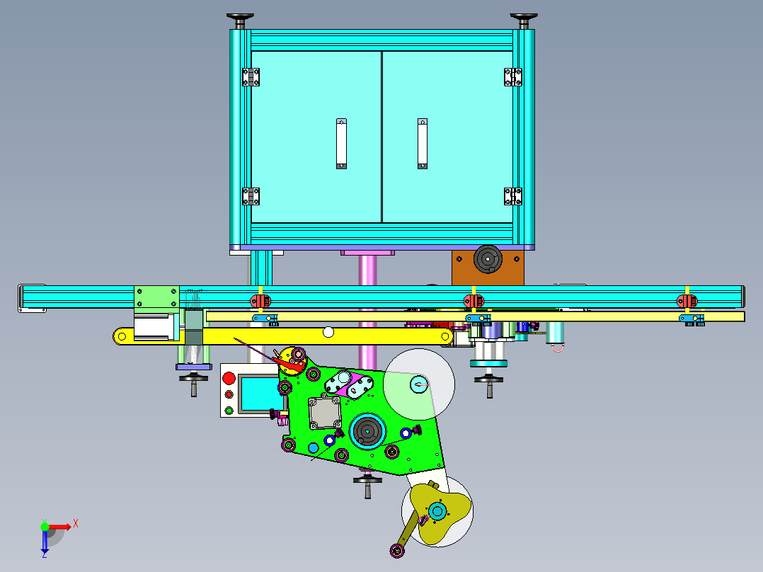 纸盒90度直角双面贴标机俯视图