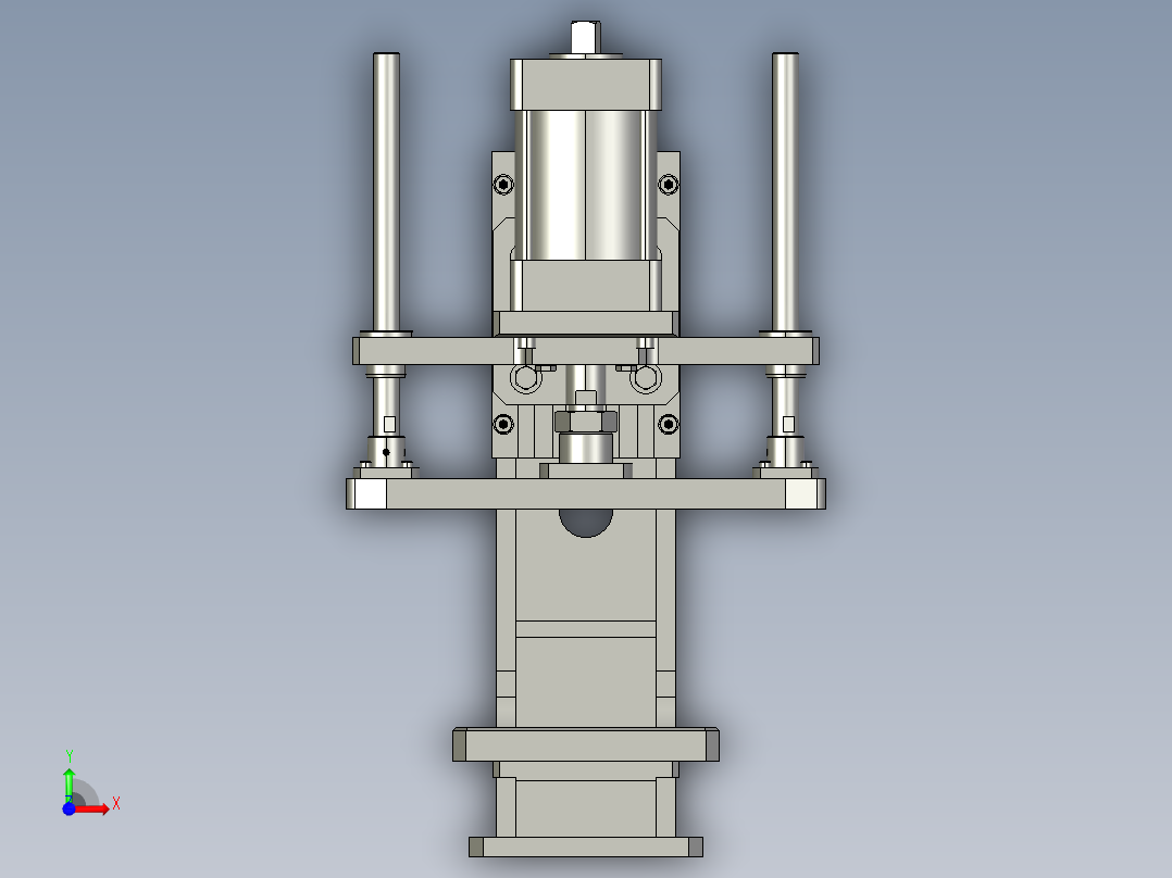 采用高能气缸的气动压力机前视图
