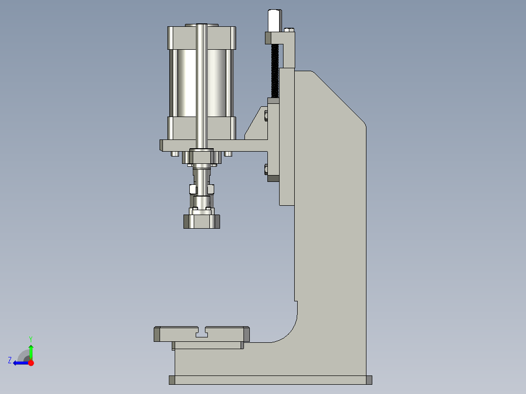 采用高能气缸的气动压力机右视图