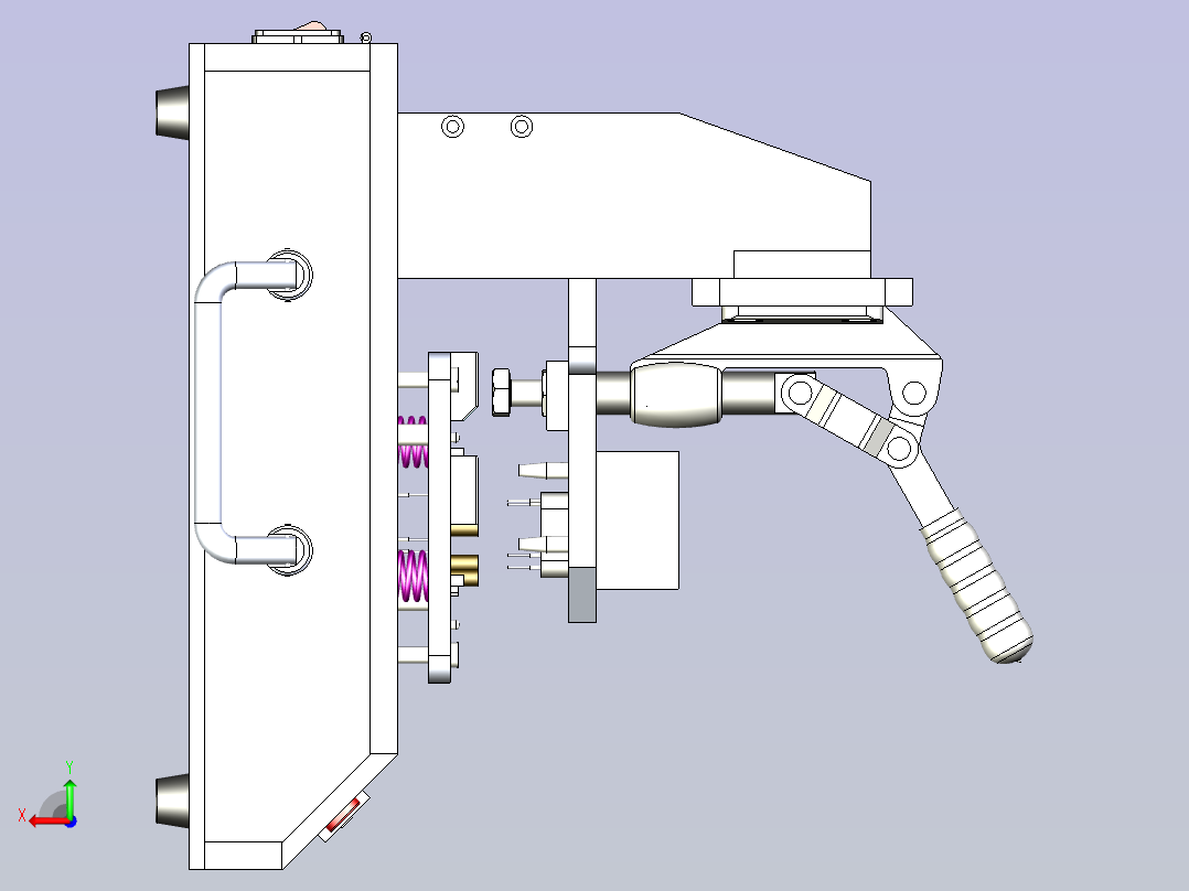 PCB电路板手动测试治具3D图后视图
