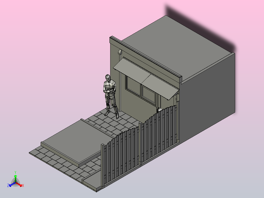 玻璃支架正等轴测图