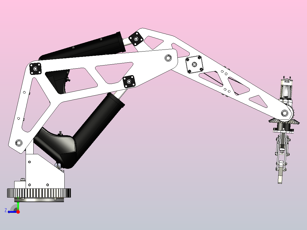 一款多功能工业机械手3D模型右视图
