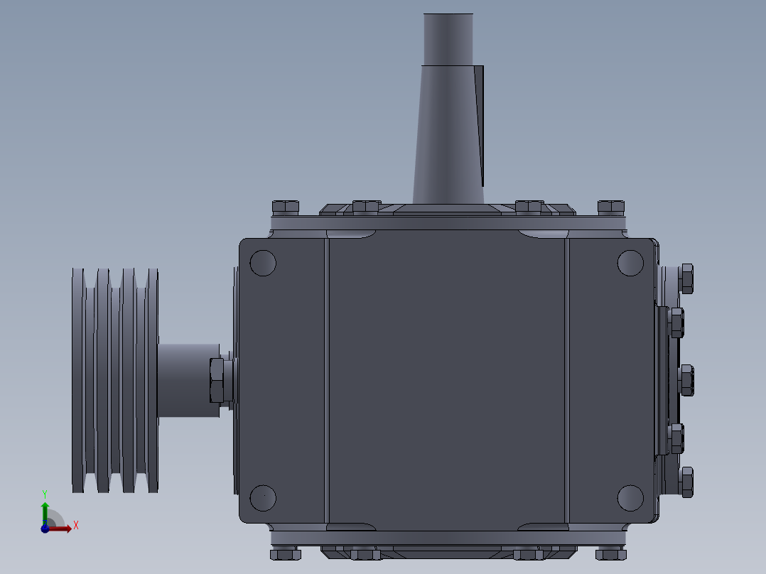 100蜗轮蜗杆减速器3D数模图纸 STP格式前视图