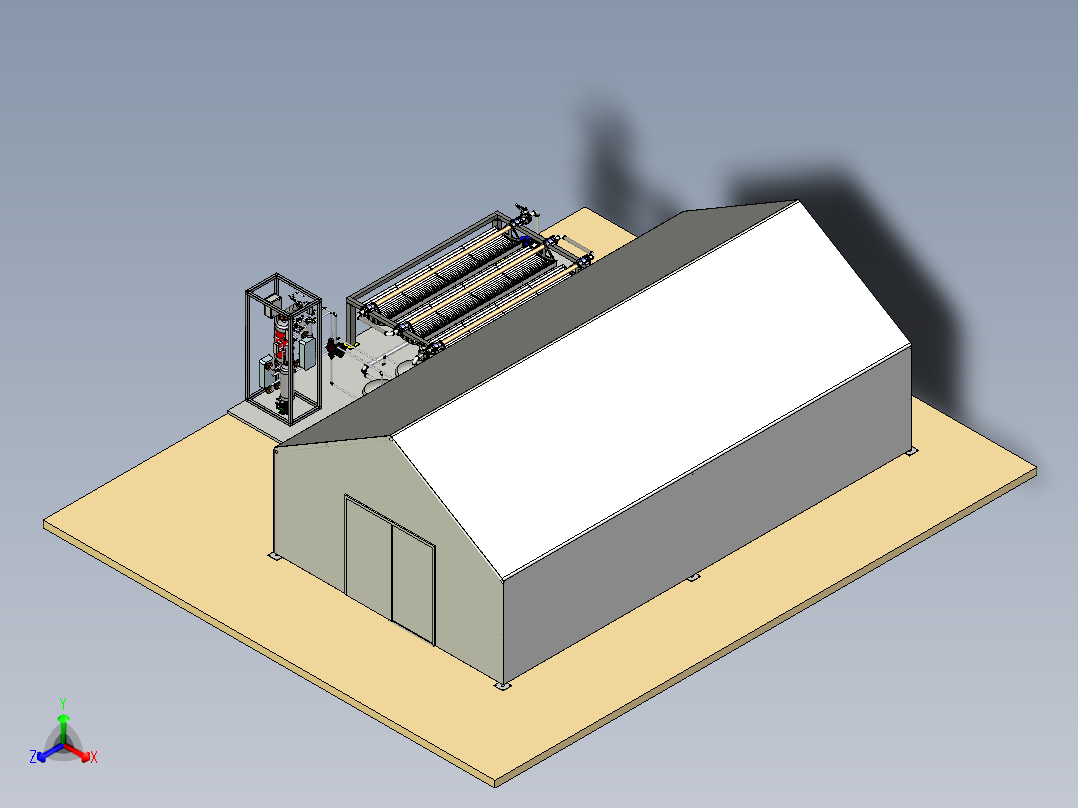 温室吸收太阳能冷却正等轴测图