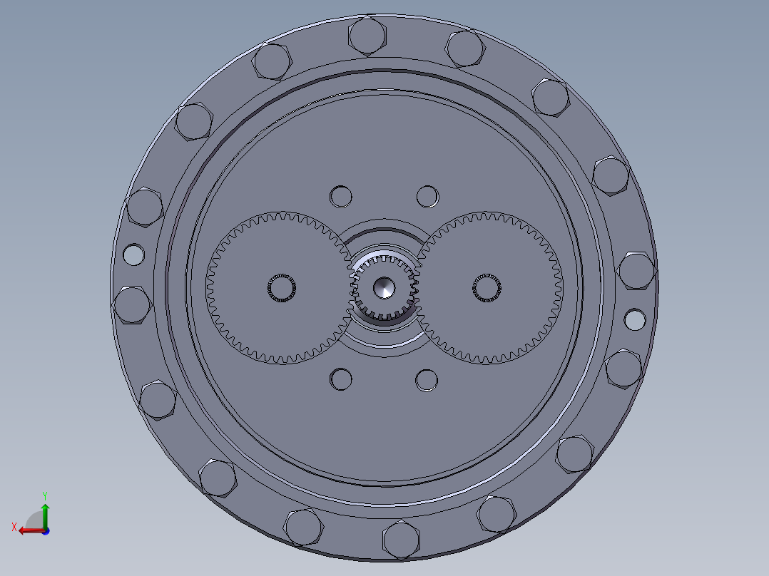 两个行星轮rv减速器设计及仿真【全套含有cad图纸三维建模】后视图