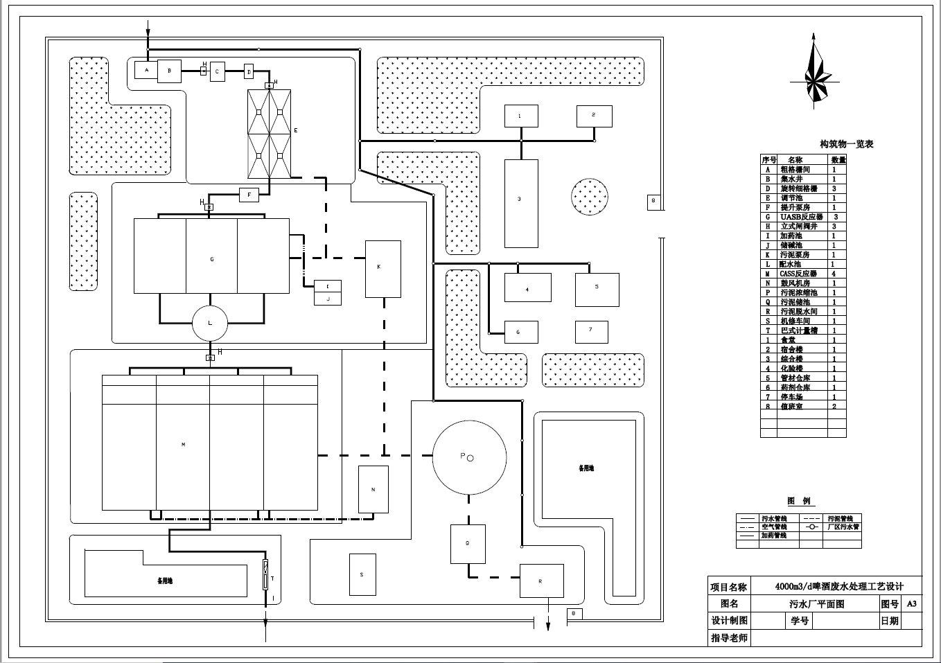 D0731-4000m3d啤酒废水处理工艺设计+CAD+说明书==987971=250