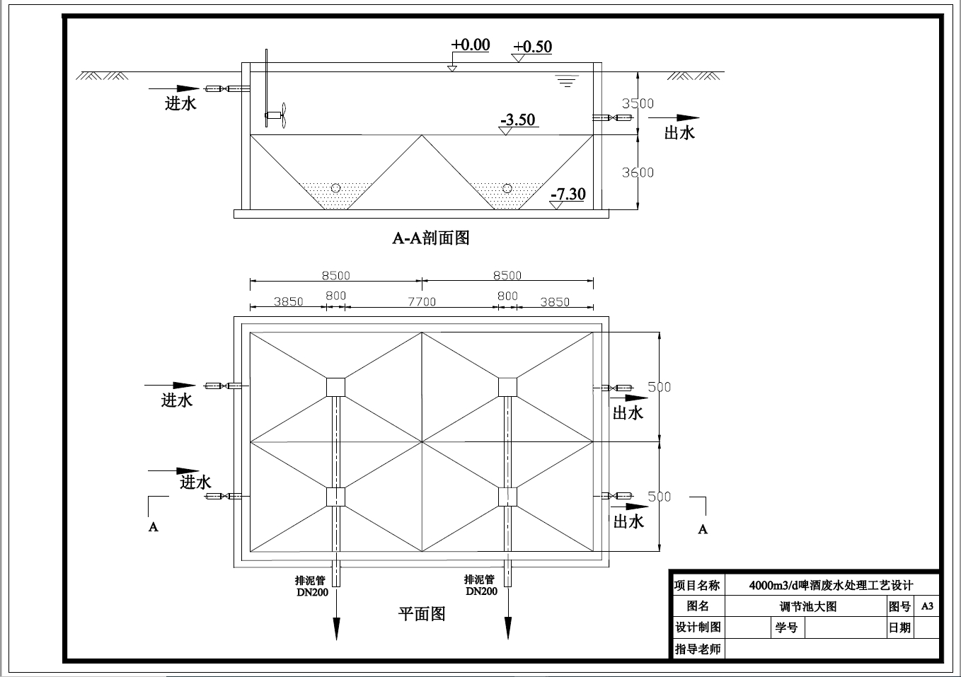 D0731-4000m3d啤酒废水处理工艺设计+CAD+说明书==987971=250