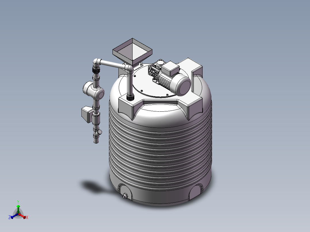 水泥搅拌槽罐正等轴测图