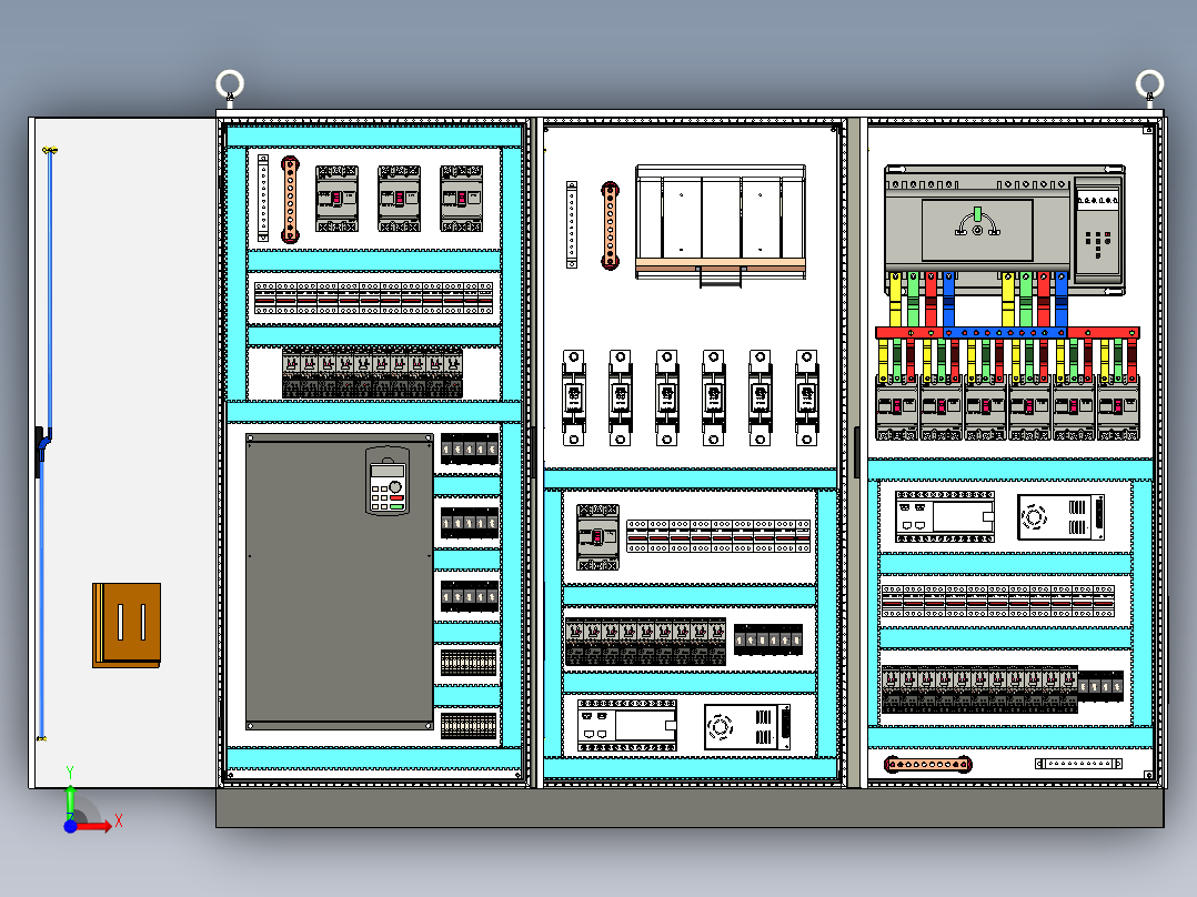 三柜组装变频器刀开关plc风机双电源控制柜 56434前视图