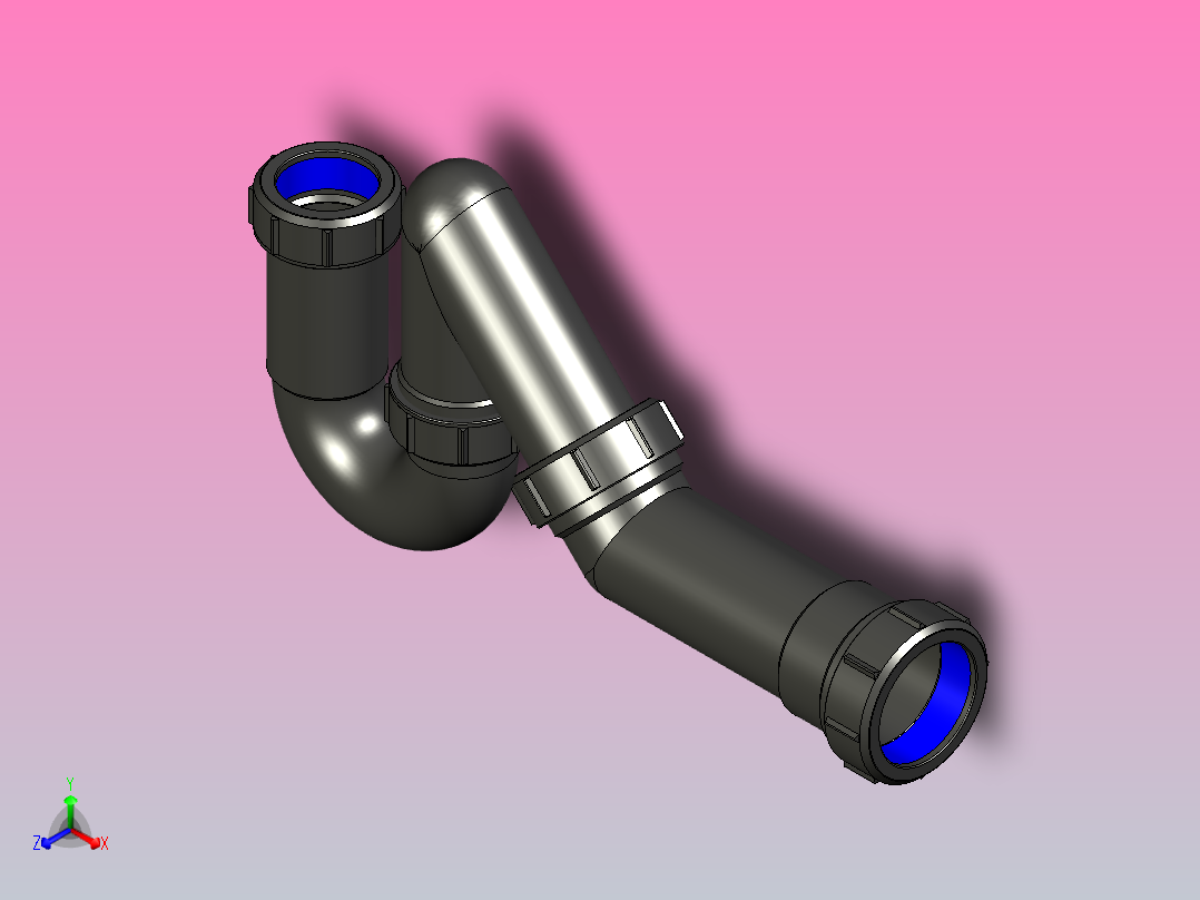 PP通用S存水弯P存水弯40X50MM正等轴测图