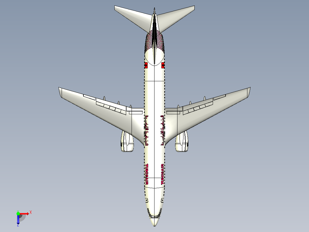 波音737 700客机 突尼斯航空俯视图