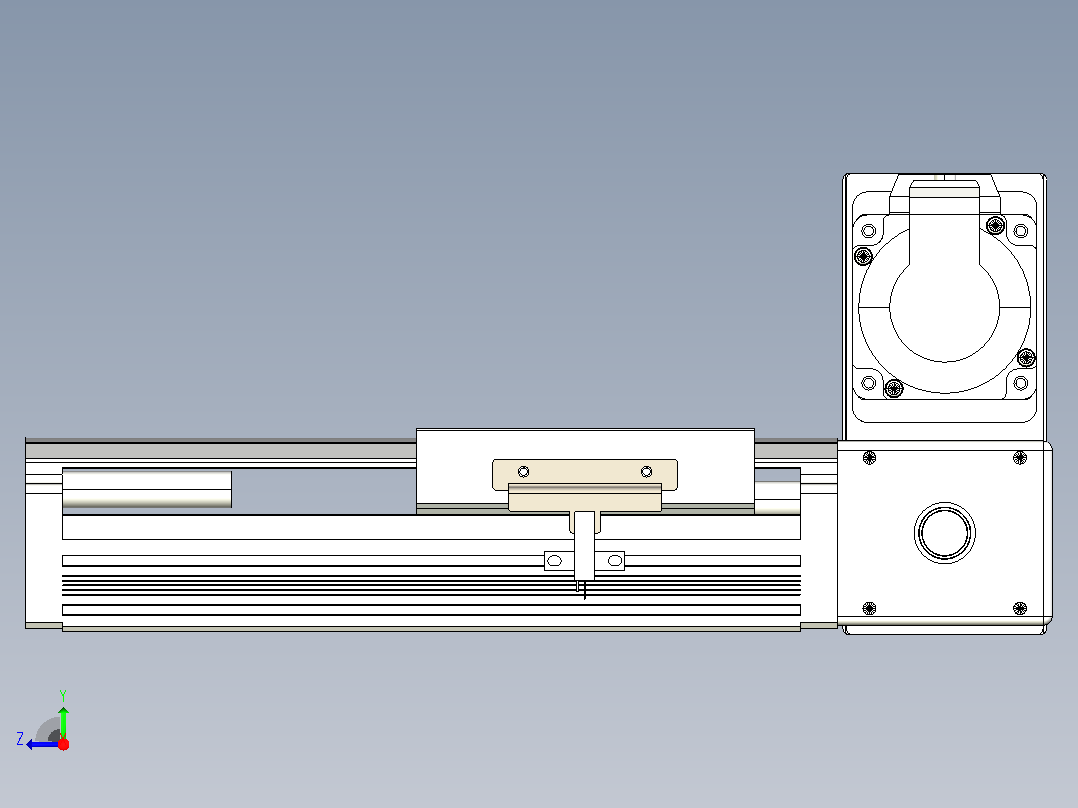 皮带直线轴半封闭可选导轨TPA-HNB-105D-90-L50-RU-Y-P20-N3右视图