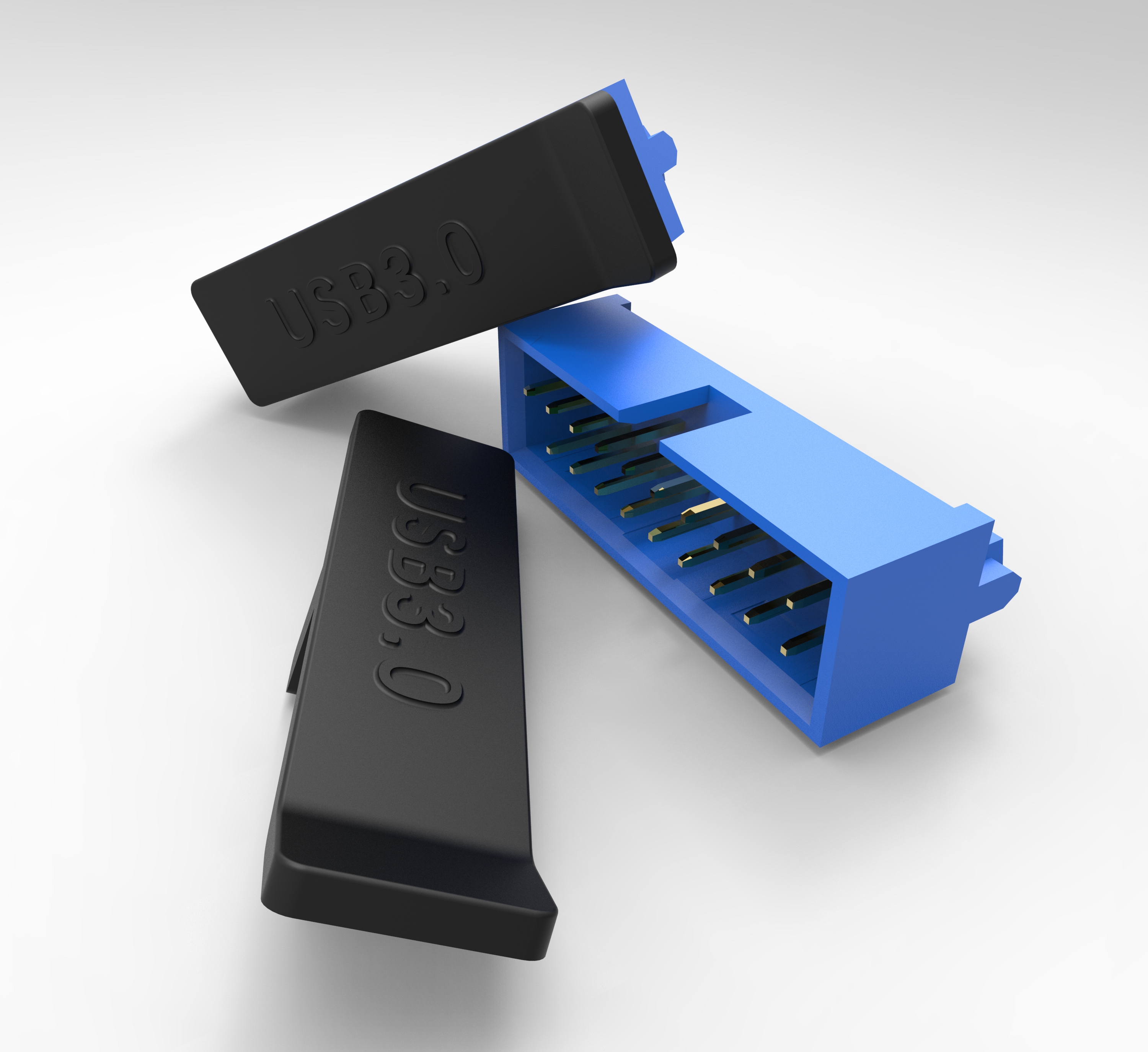 20针USB3.0母端口，带防尘盖