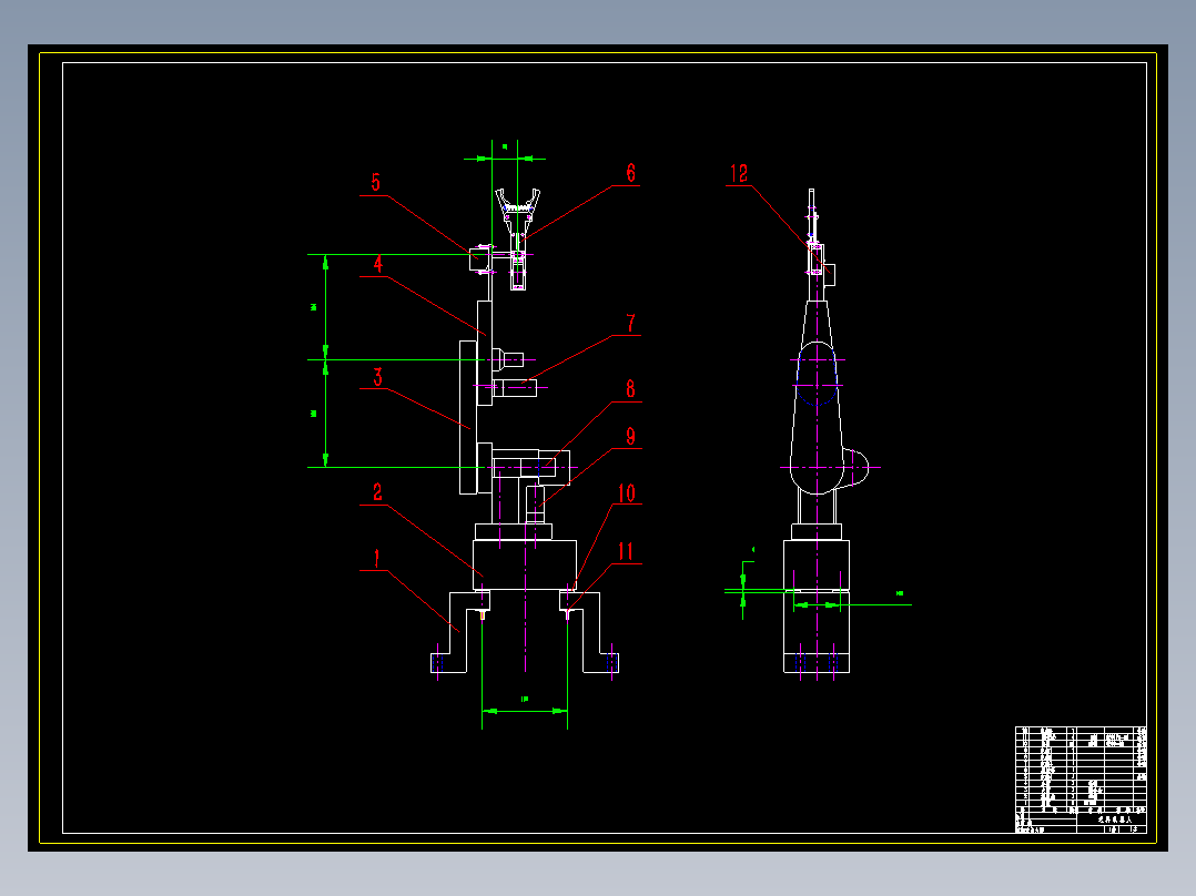 机械手-送料机械手（总装图，部装图，5个零件图，设计说明书）