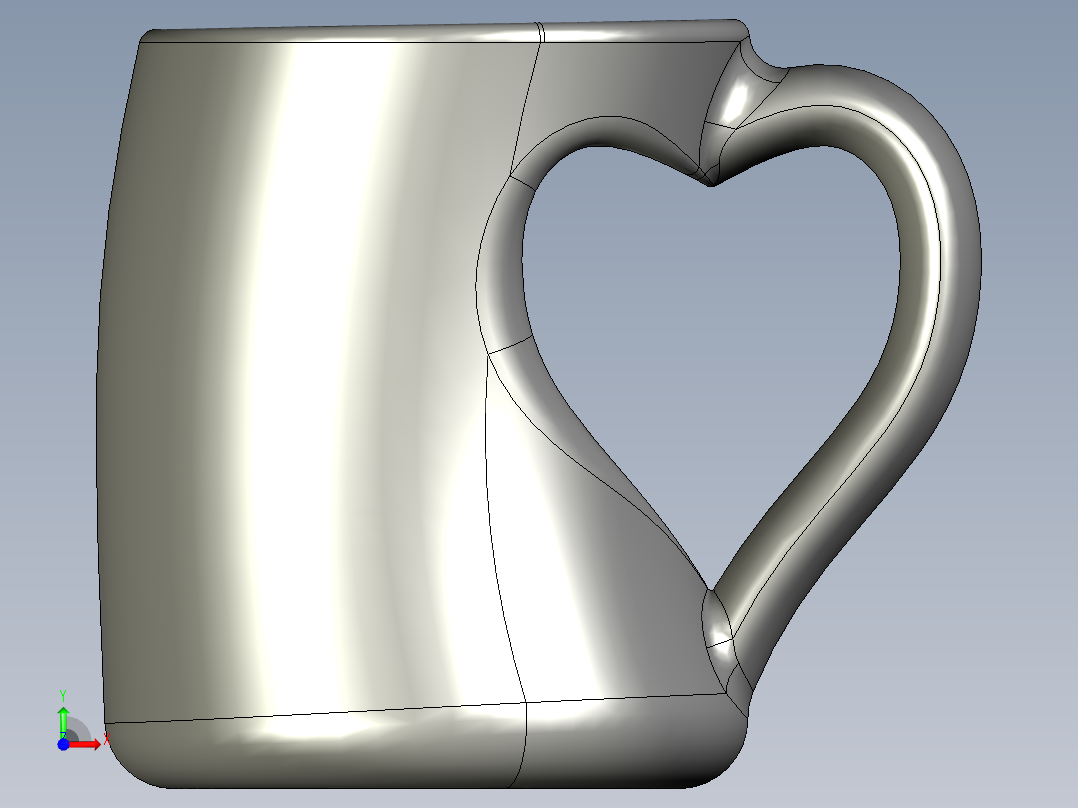 solidworks 心形水杯前视图