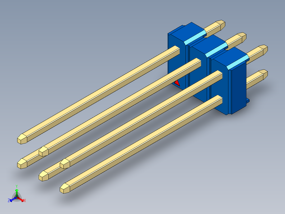 彩色公头100mil（2.54mm）系列-DS1021_blue_2x03p_100mil_Type19_rev1.0主视图