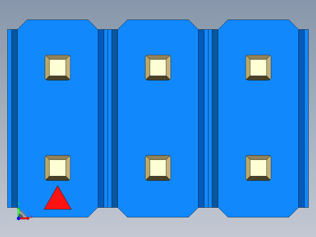 彩色公头100mil（2.54mm）系列-DS1021_blue_2x03p_100mil_Type19_rev1.0前视图