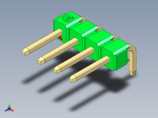 彩色公排针 100mil 2.54mm 系列-DS1022_green_1x04p_100mil_TypeD_rev1.0