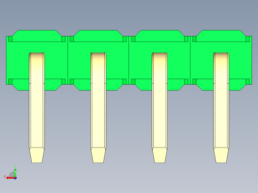 彩色公排针 100mil 2.54mm 系列-DS1022_green_1x04p_100mil_TypeD_rev1.0后视缩略图