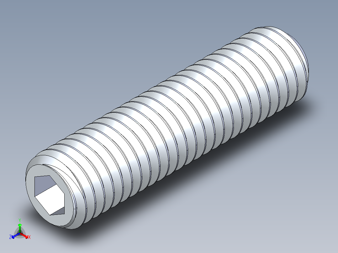 UNC 平头紧定螺钉-UNC SET SCREW 0.500 x2.000.STEP主视图