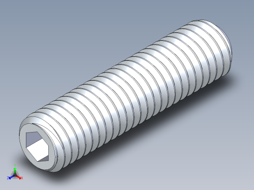 UNC 平头紧定螺钉-UNC SET SCREW 0.500 x2.000.STEP正等轴测缩略图