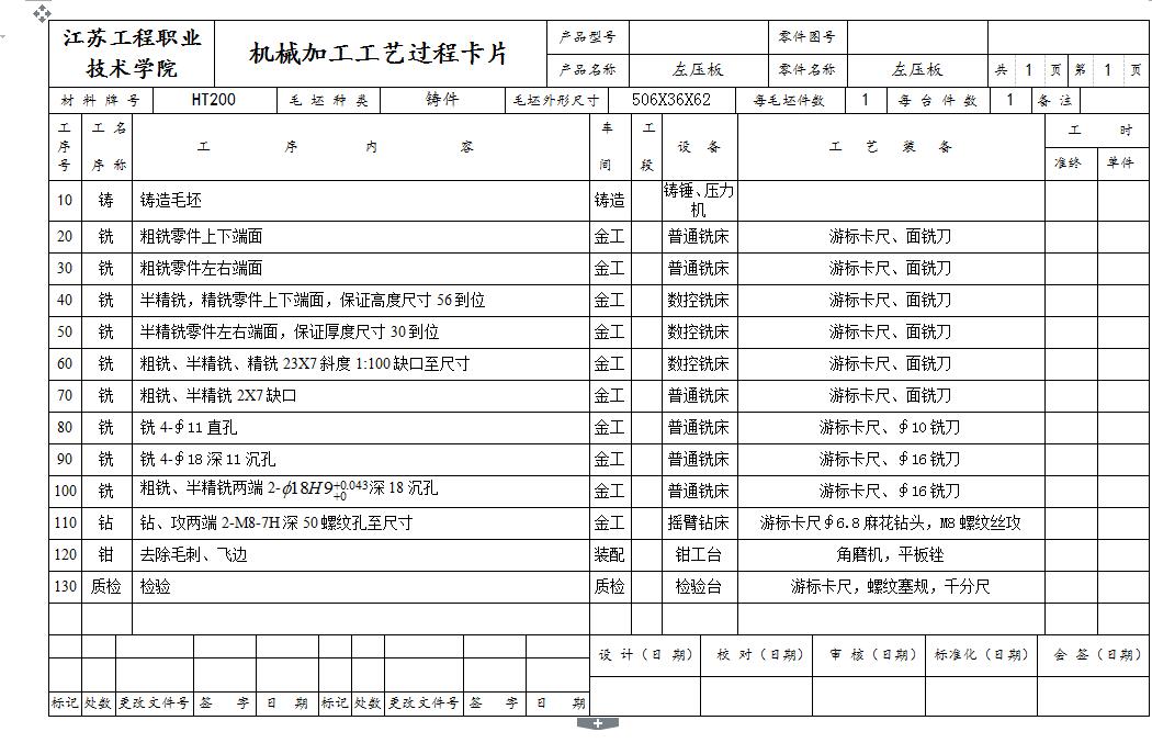 Q216-左压板数控加工工艺及编程设计【手动编程】