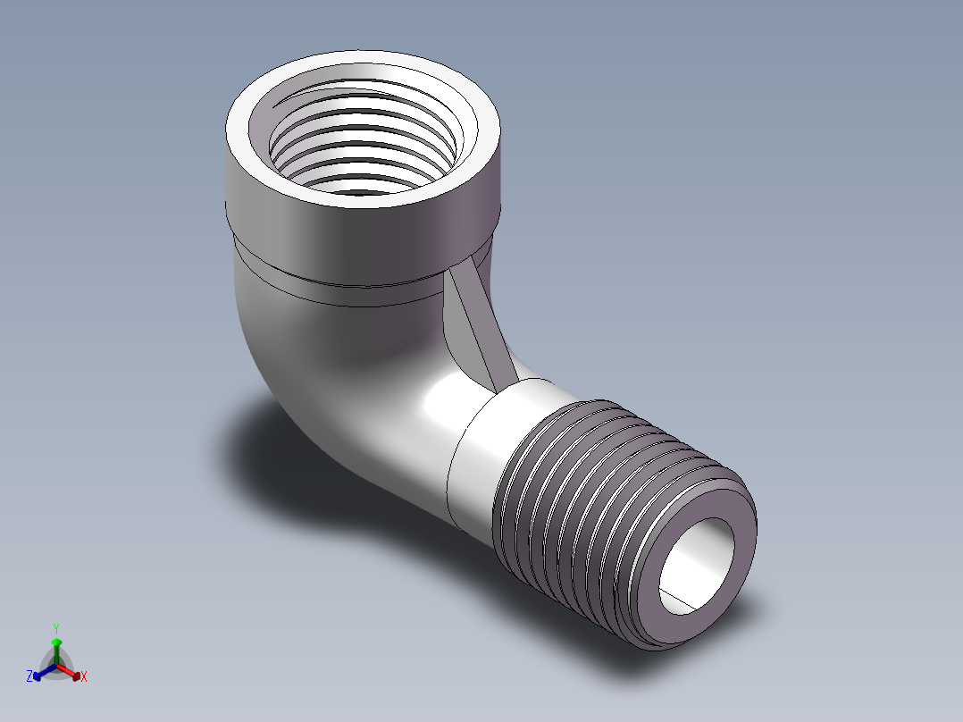 弯头-等径内外丝 DN8正等轴测图