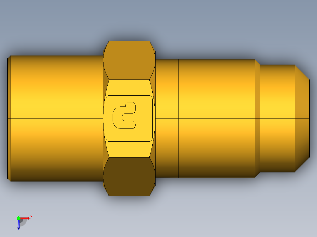 扩口式工业通用硬管接头Flare To Solder 43F-4-5俯视图