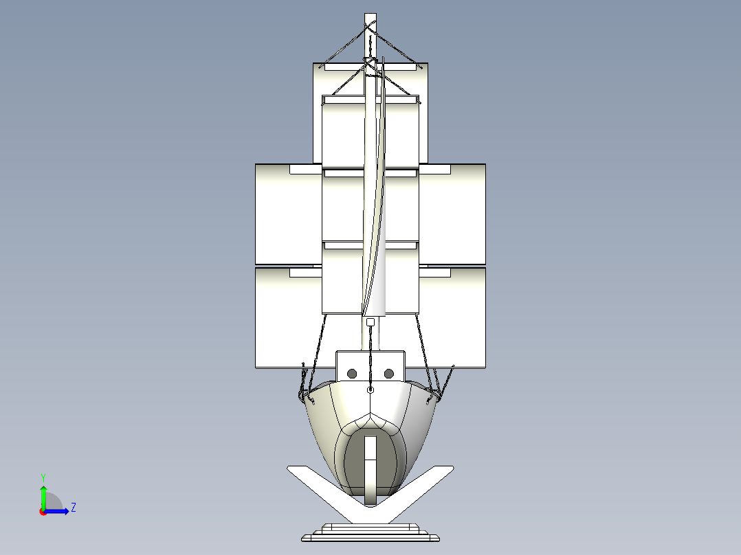 帆船摆件模型3D数模图纸 STEP格式左视图