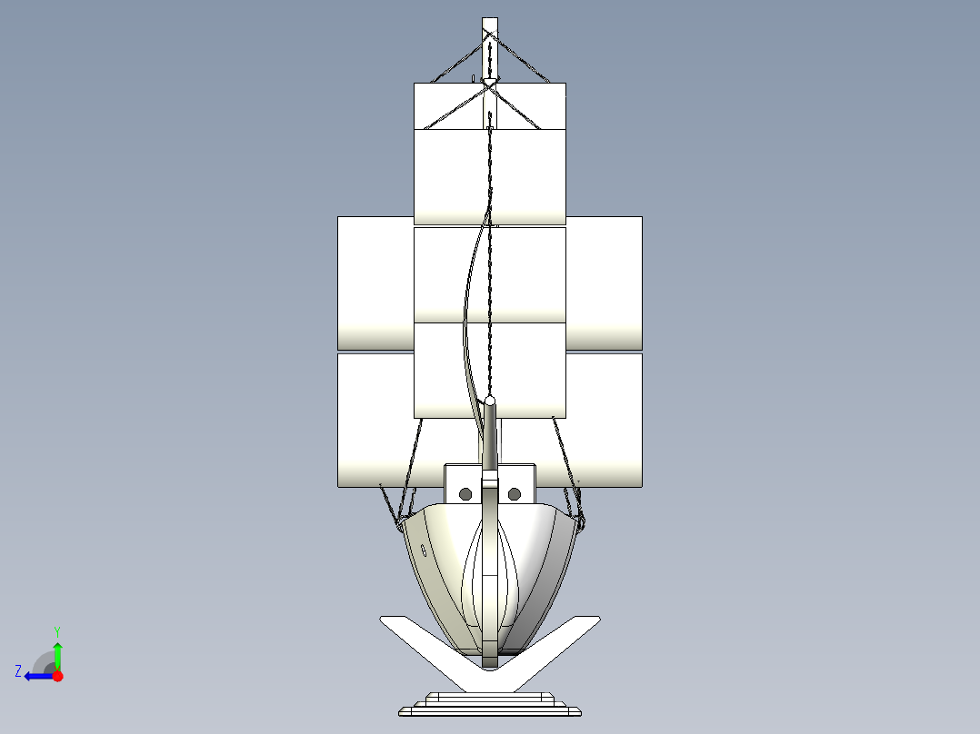 帆船摆件模型3D数模图纸 STEP格式右视图