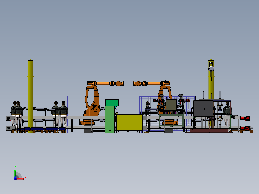 三相异步电动机装配产线sw20可编辑前视图