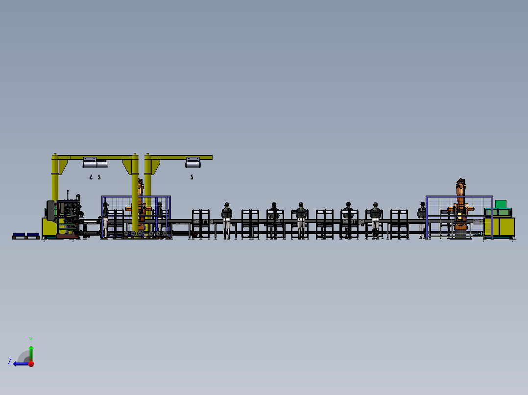 三相异步电动机装配产线sw20可编辑右视图
