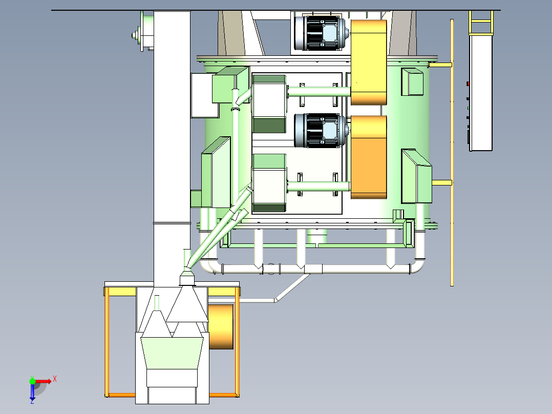 抛丸机三维模型俯视图