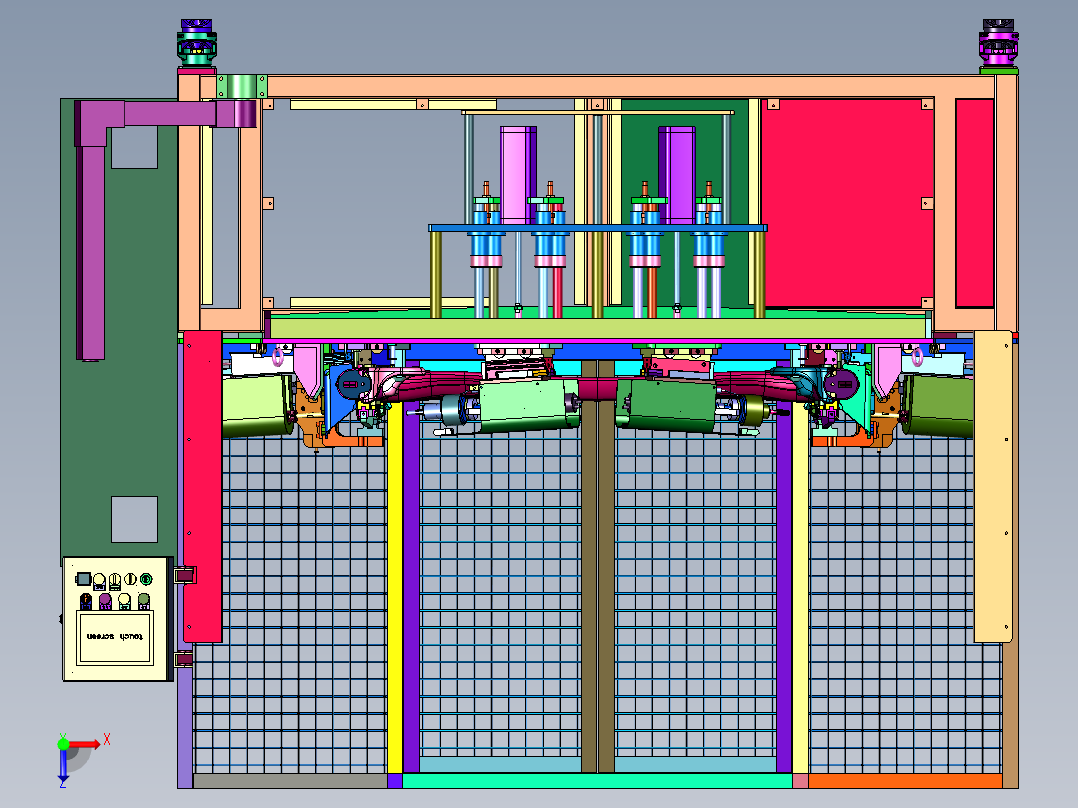 车桥桥壳总成螺纹加工装置俯视图