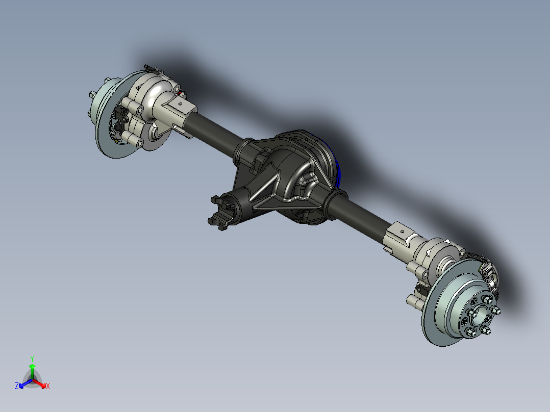 A2004066-后桥带中置车轴正等轴测图