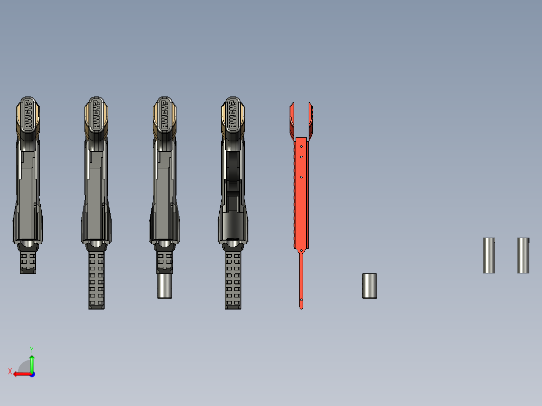 手枪左轮冲锋枪老式狙击步枪设计3D图纸DB Firearms GnaverBlaster Release STP STL后视图