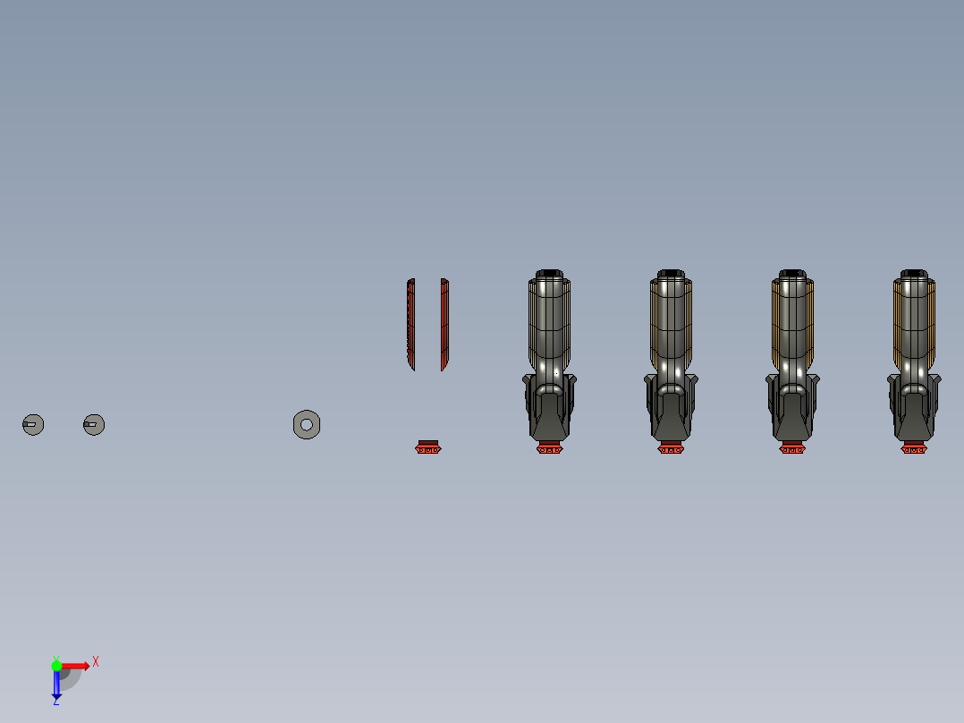手枪左轮冲锋枪老式狙击步枪设计3D图纸DB Firearms GnaverBlaster Release STP STL俯视图