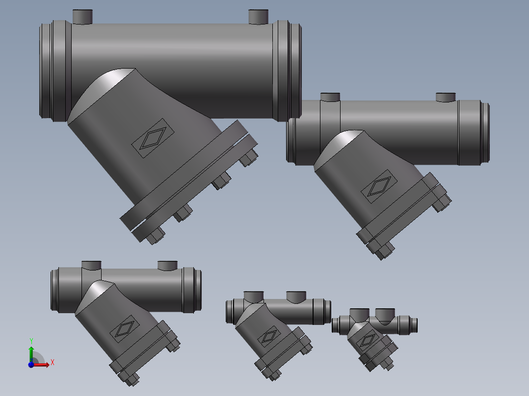 5款80MM-3焊接PN 40y过滤器模型前视图