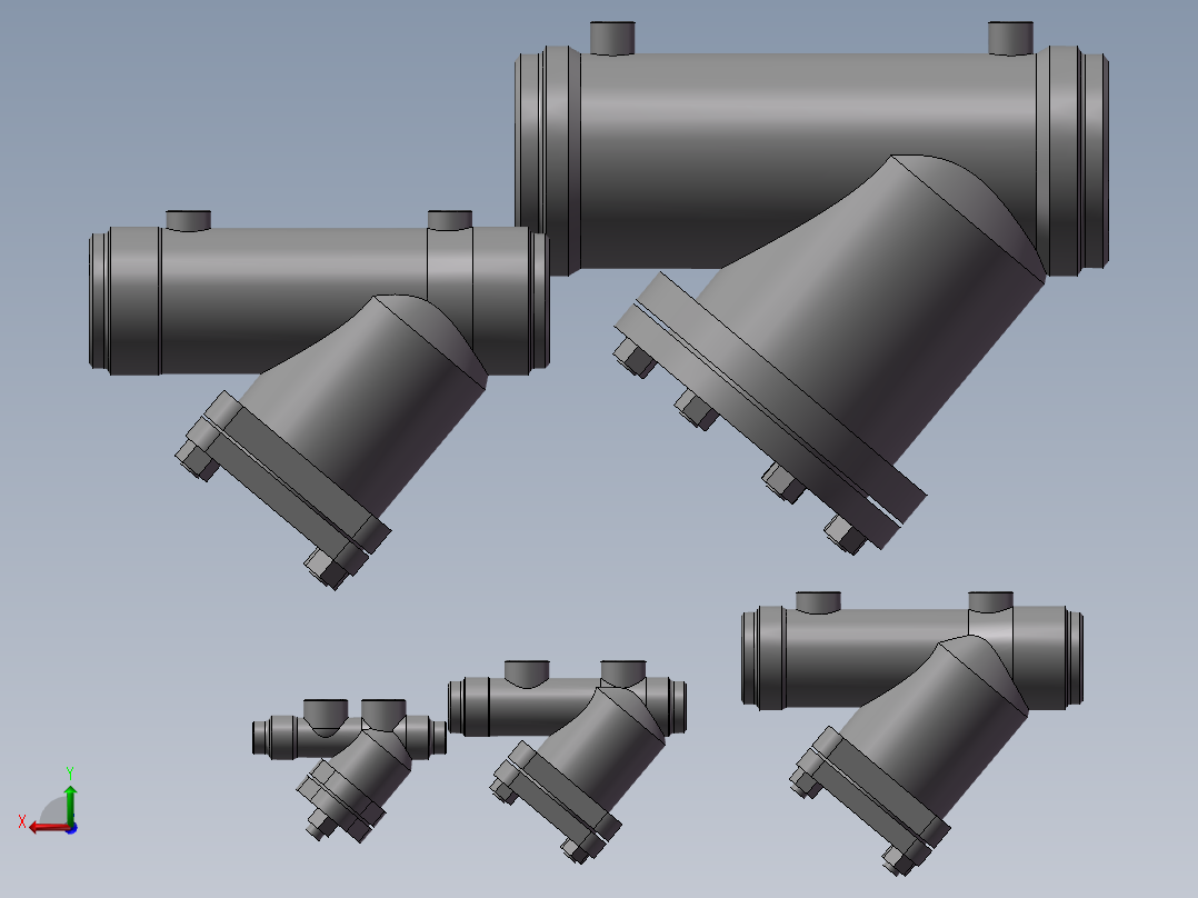 5款80MM-3焊接PN 40y过滤器模型后视图