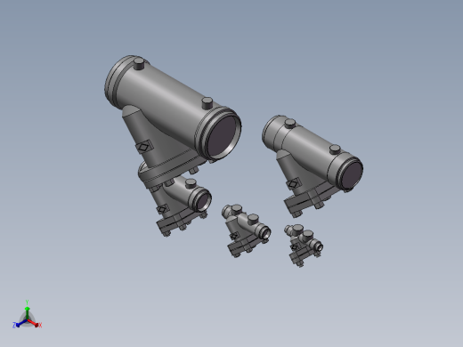 5款80MM-3焊接PN 40y过滤器模型正等轴测缩略图