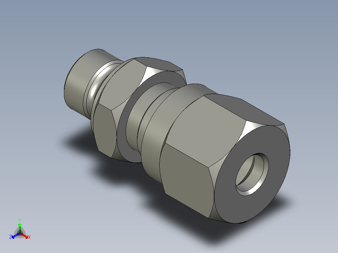 卡套式油管接头G1-4接6管正等轴测图