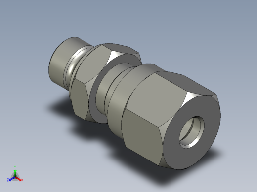 卡套式油管接头G1-4接6管正等轴测缩略图