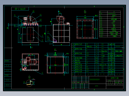 ZY6955 UFFM-7机械清灰单机振打袋式除尘器 CAD图