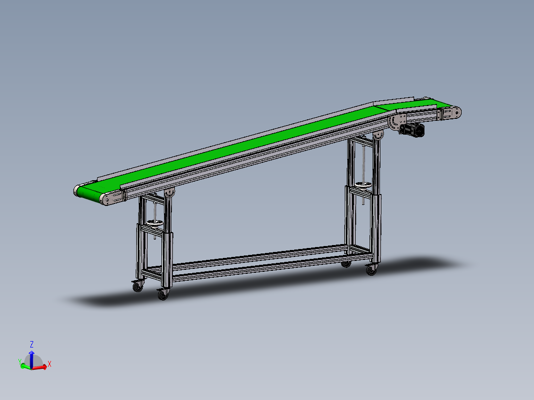 斜坡皮带输送线3d图纸 型材4080SW设计 可调斜度皮带输送线3d模型