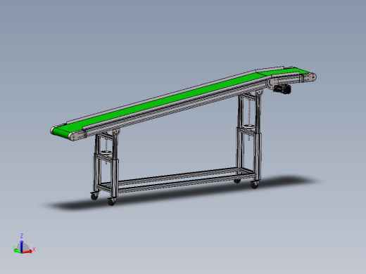 斜坡皮带输送线3d图纸 型材4080SW设计 可调斜度皮带输送线3d模型