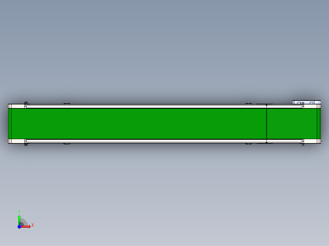 斜坡皮带输送线3d图纸 型材4080SW设计 可调斜度皮带输送线3d模型前视图
