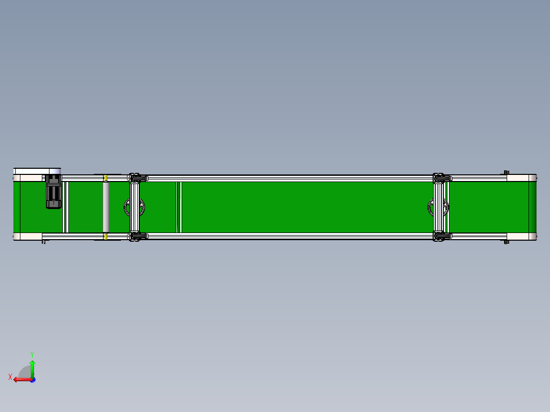斜坡皮带输送线3d图纸 型材4080SW设计 可调斜度皮带输送线3d模型后视图